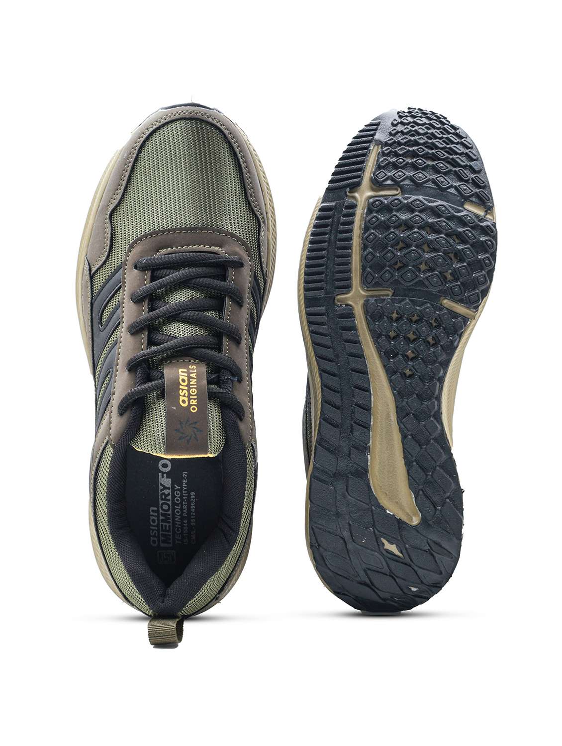 men olive lace up sport shoe - 22405173 -  Standard Image - 5