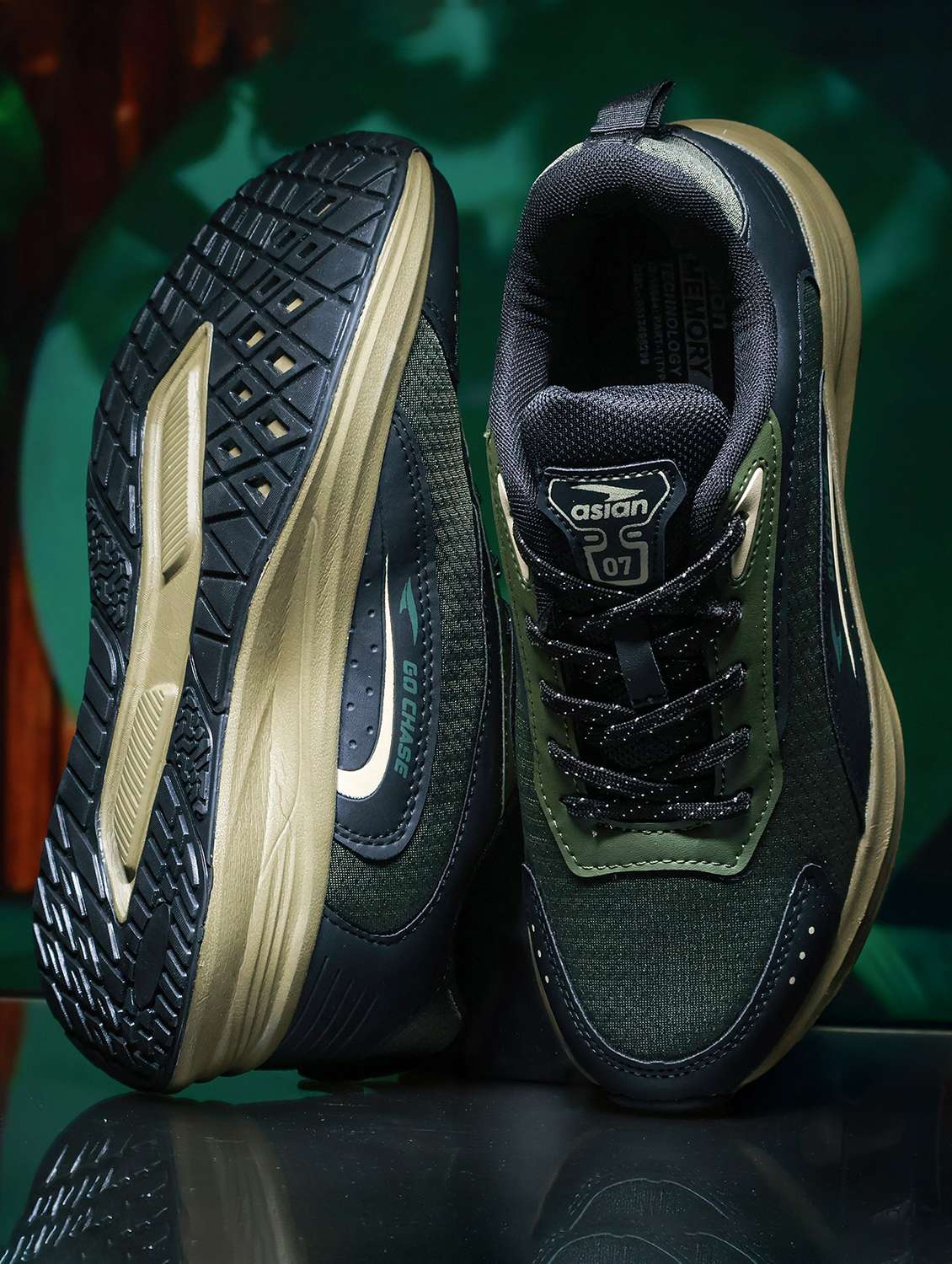 men olive lace up sport shoe