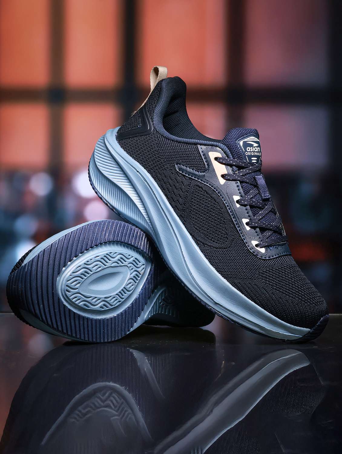 men navy blue lace up sport shoe