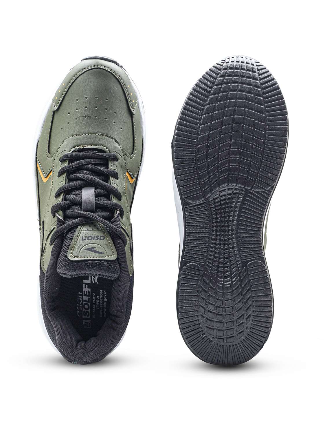 men olive lace up sport shoe - 22405236 -  Standard Image - 5