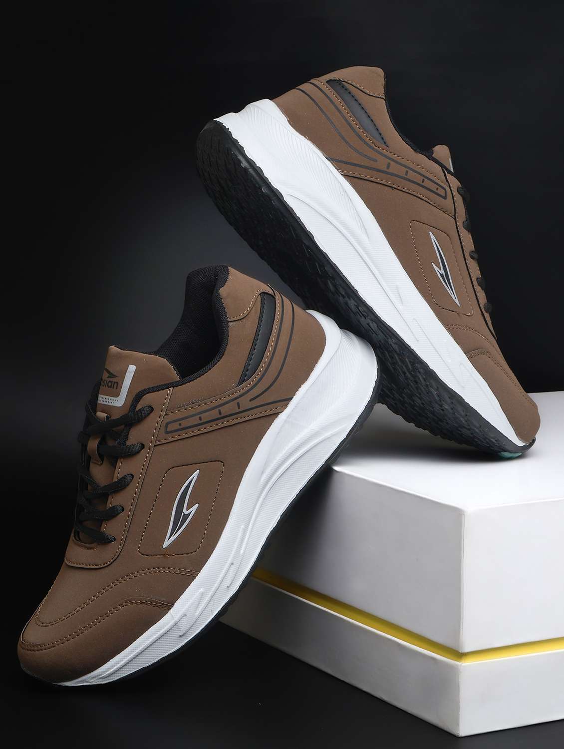 men brown lace up sport shoe