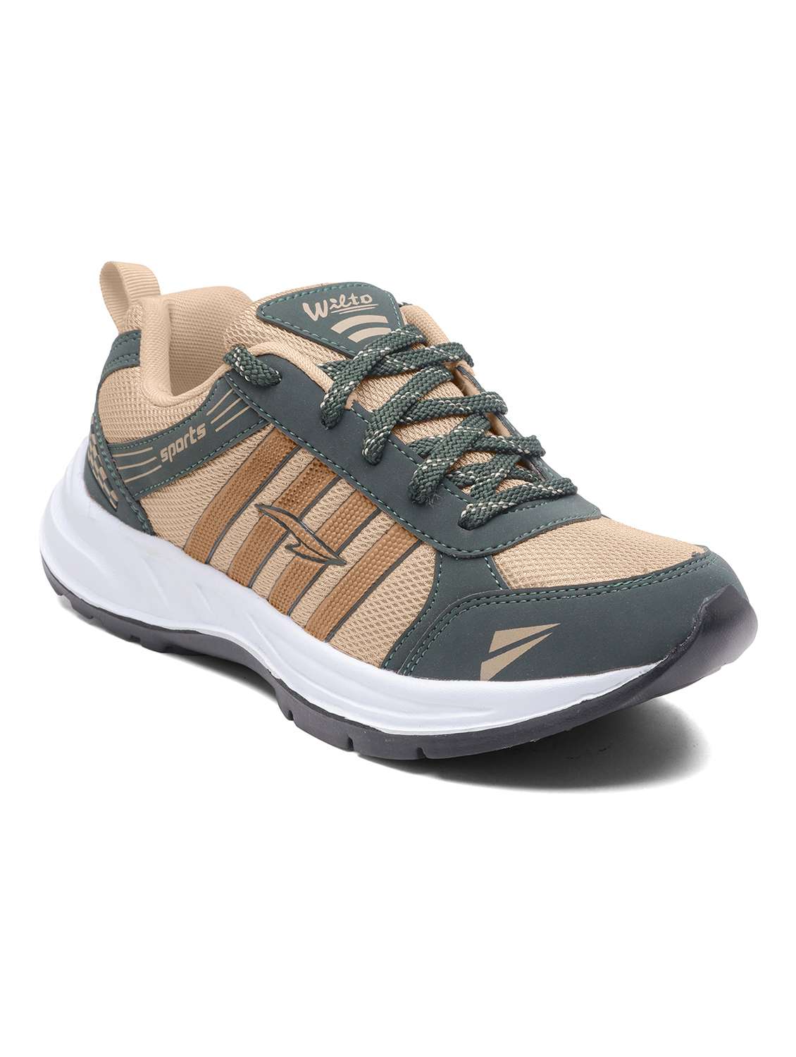 men beige lace up sport shoe