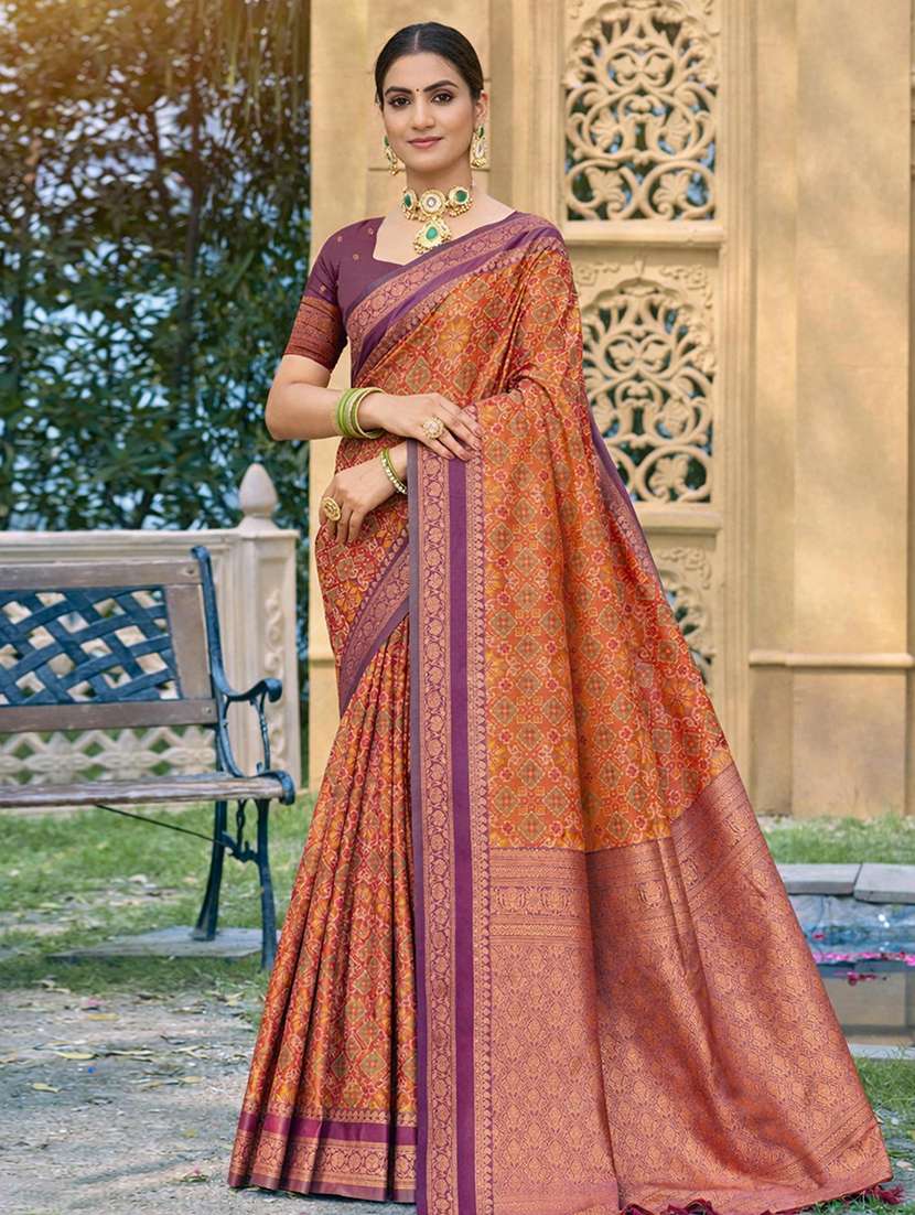 women self design tussar silk saree with blouse