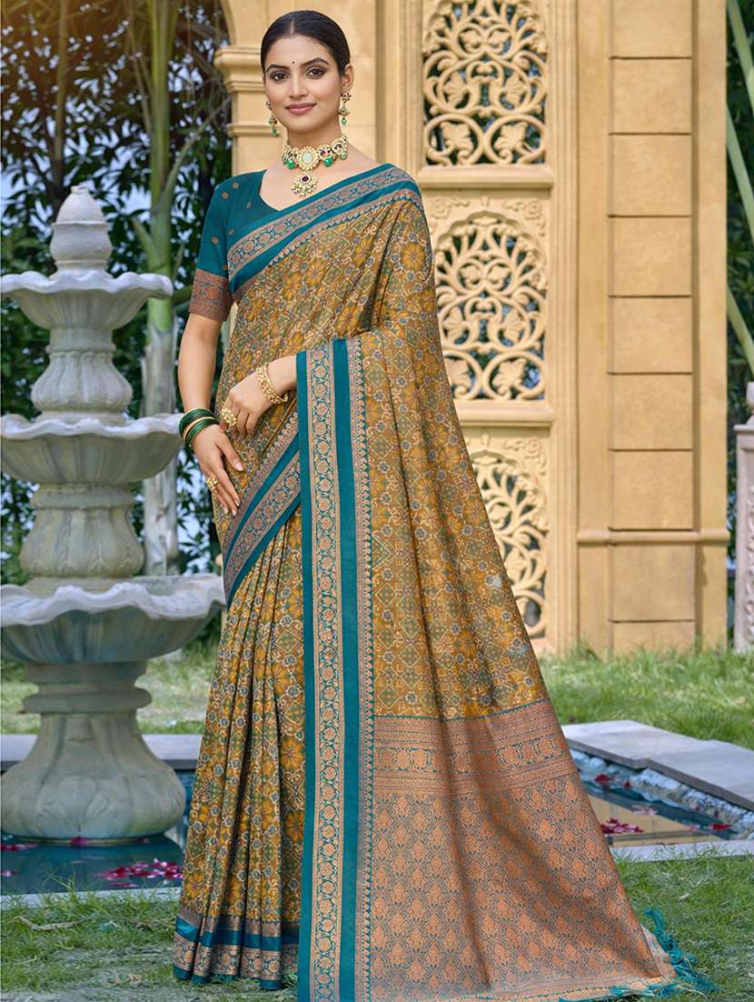 women self design tussar silk saree with blouse