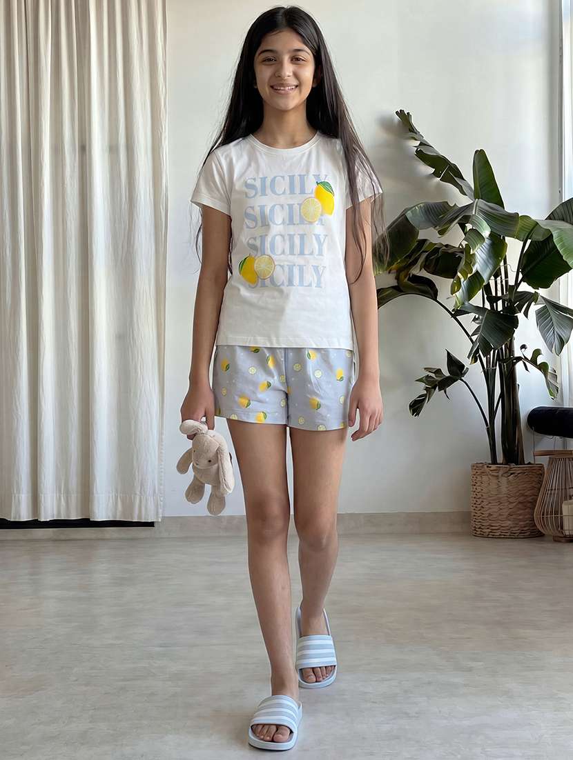 girls printed nightwear shorts set