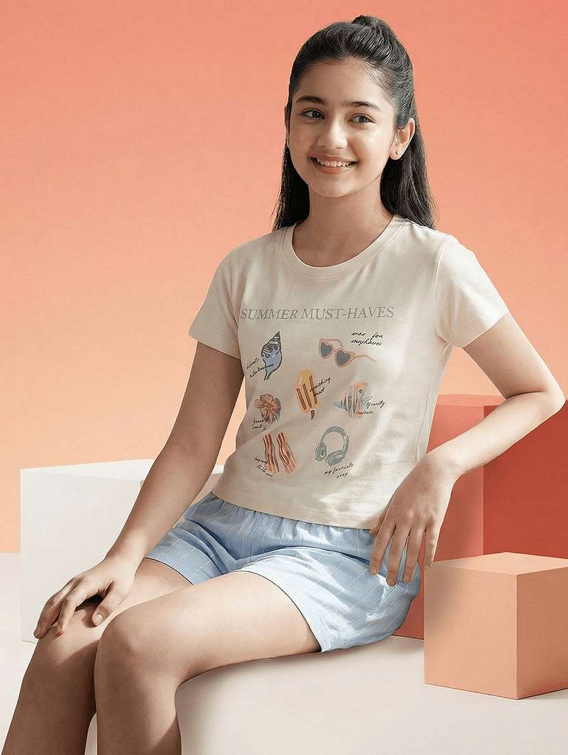 girls printed nightwear shorts set