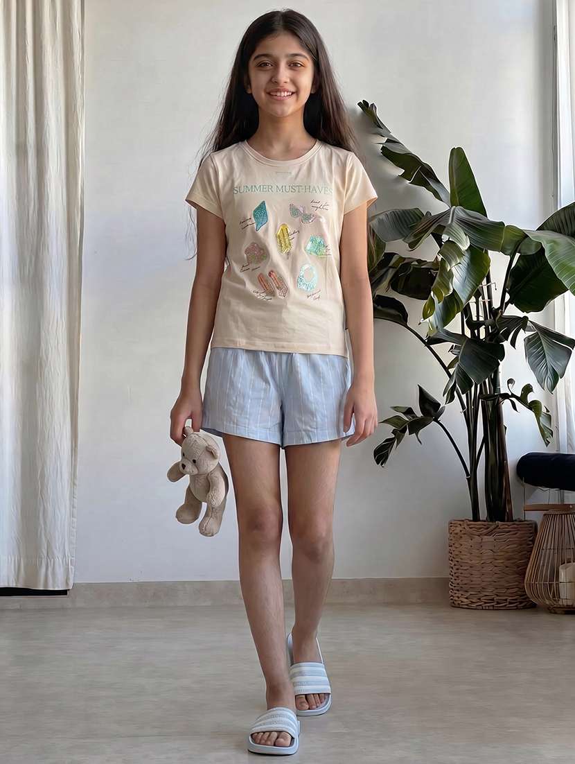 girls printed nightwear shorts set
