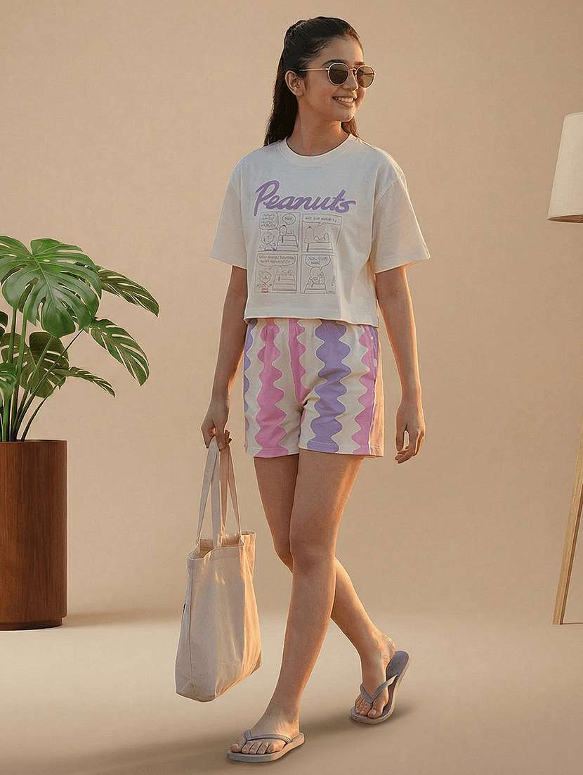 girls printed nightwear shorts set