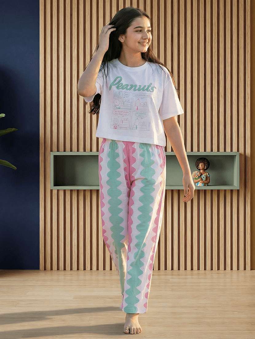 girls printed nightwear pyjama set