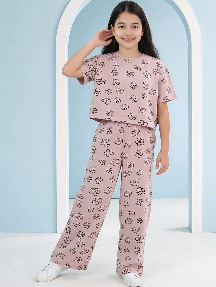 girls printed nightwear pyjama set