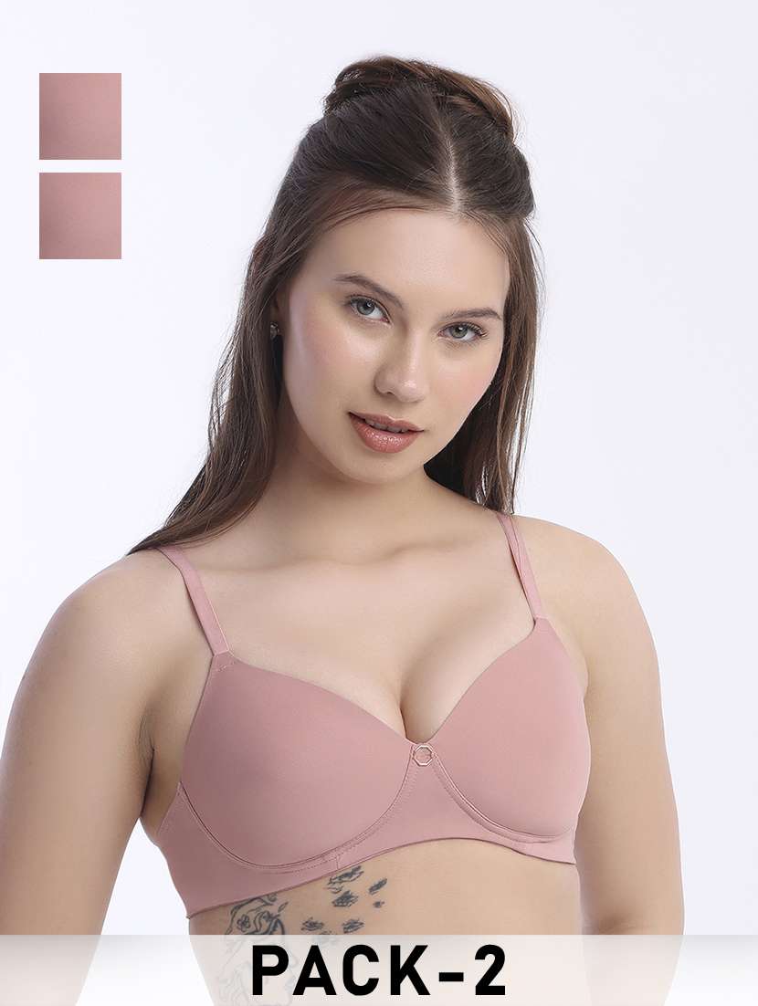 women pack of 2 solid non padded t-shirt bra