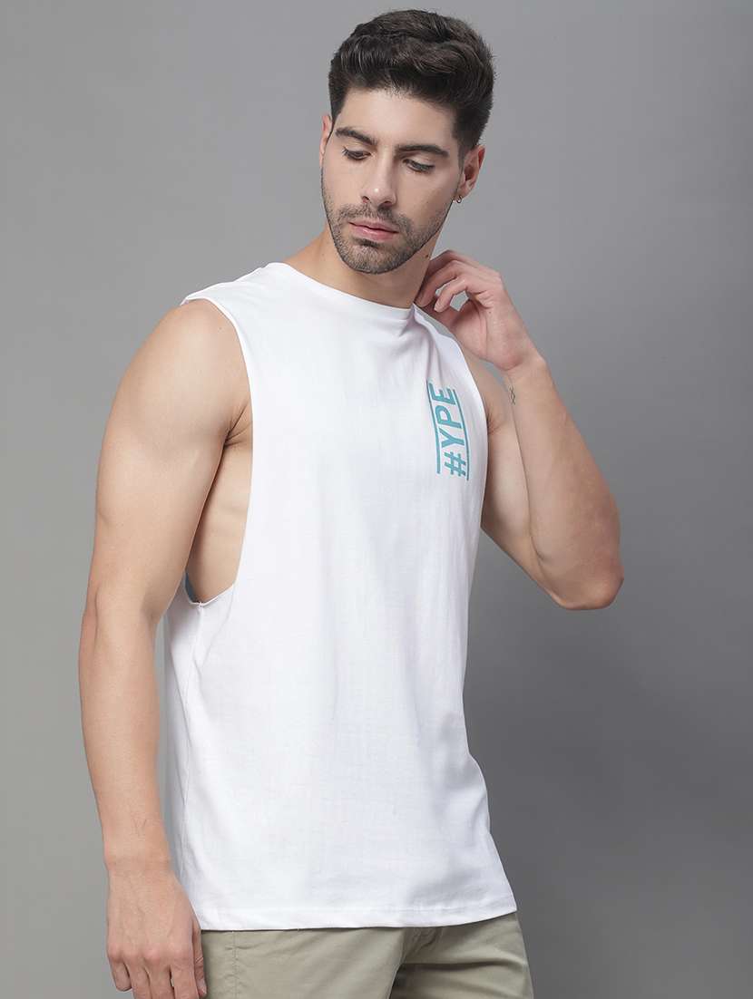 men typographic sleeveless regular fit t-shirt - 22406501 -  Standard Image - 3
