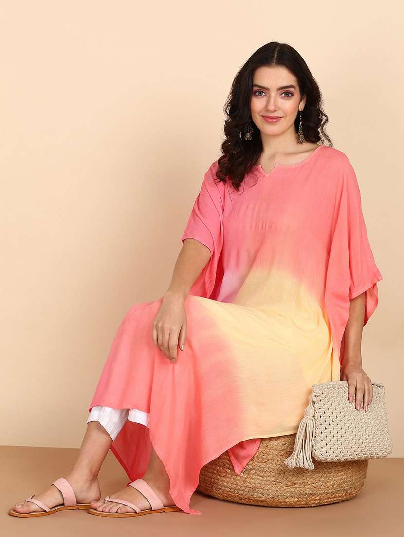 women tie & dyed kimono sleeve kaftan kurta
