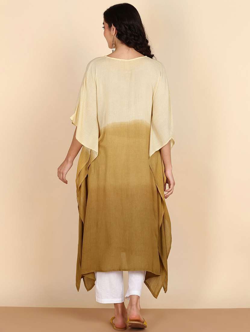 women tie & dyed kimono sleeve kaftan kurta - 22406622 -  Standard Image - 3