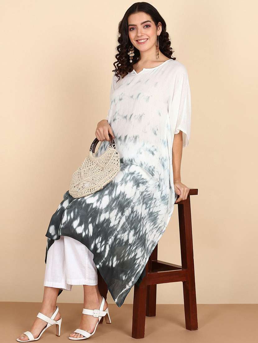 women tie & dyed kimono sleeve kaftan kurta