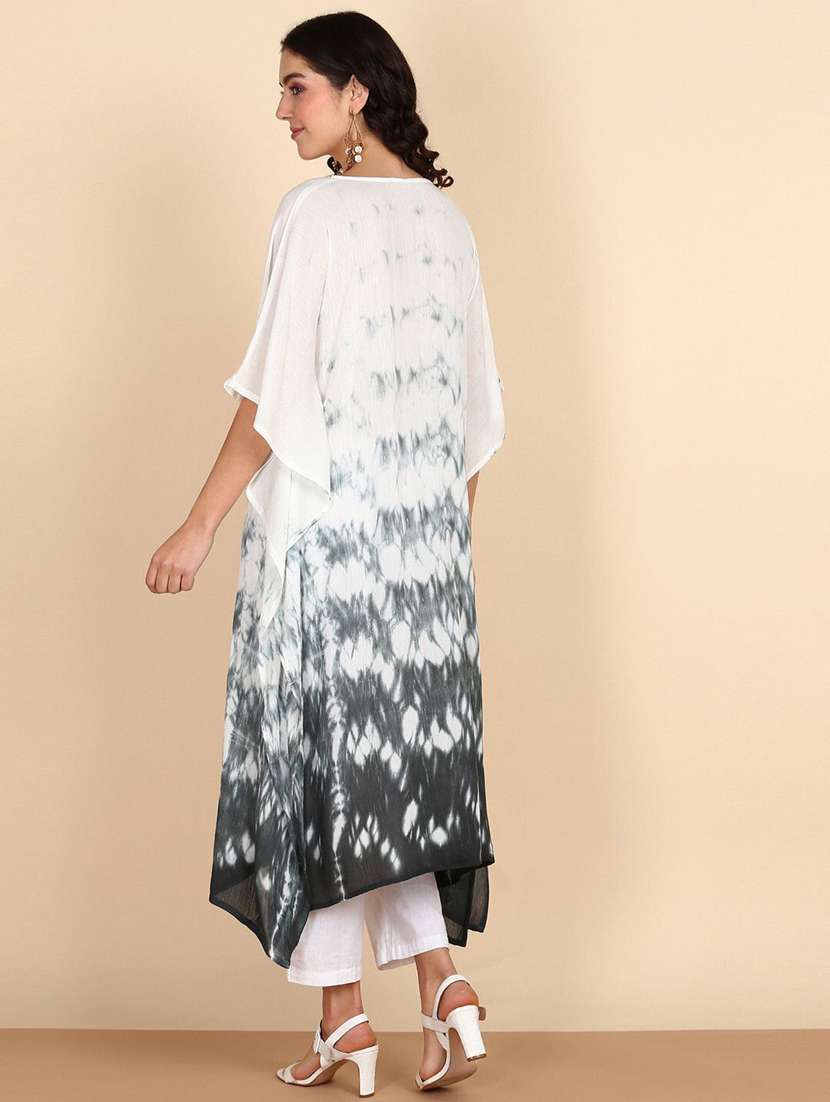 women tie & dyed kimono sleeve kaftan kurta - 22406637 -  Standard Image - 3