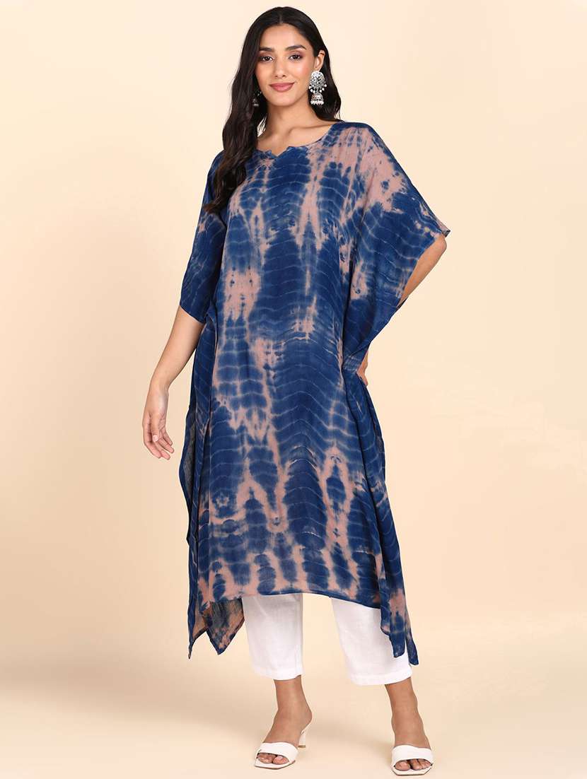 women tie & dyed kimono sleeve kaftan kurta
