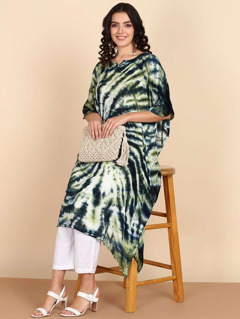 women tie & dyed kimono sleeve kaftan kurta