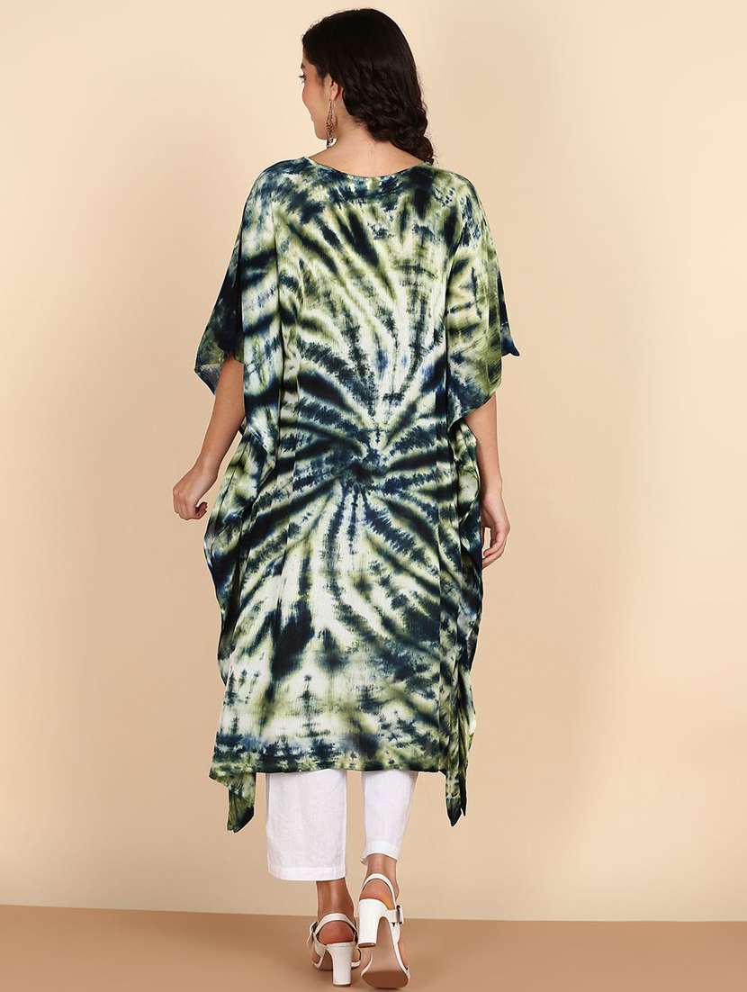 Women Tie & Dyed Kimono Sleeve Kaftan Kurta - 22406707 -  Standard Image - 3