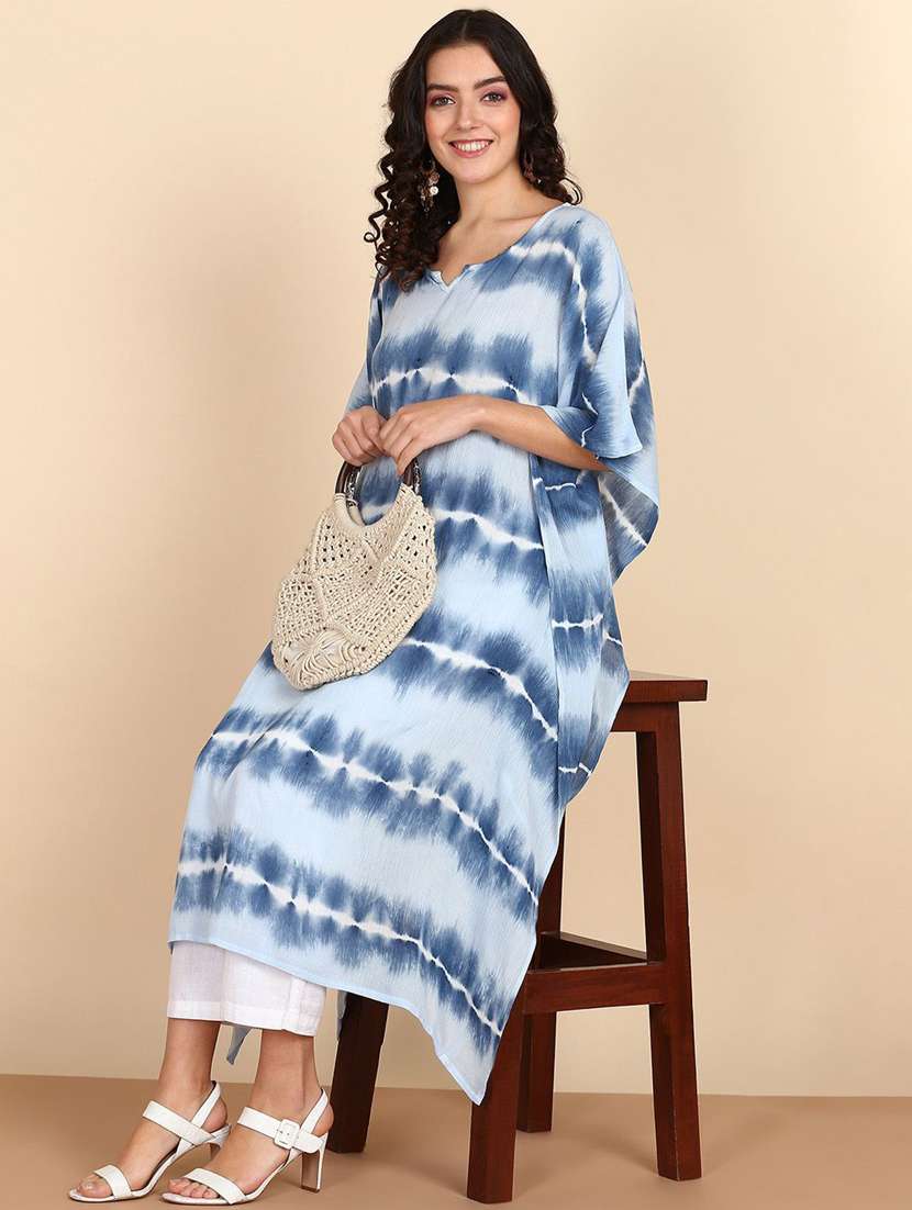 women tie & dyed kimono sleeve kaftan kurta