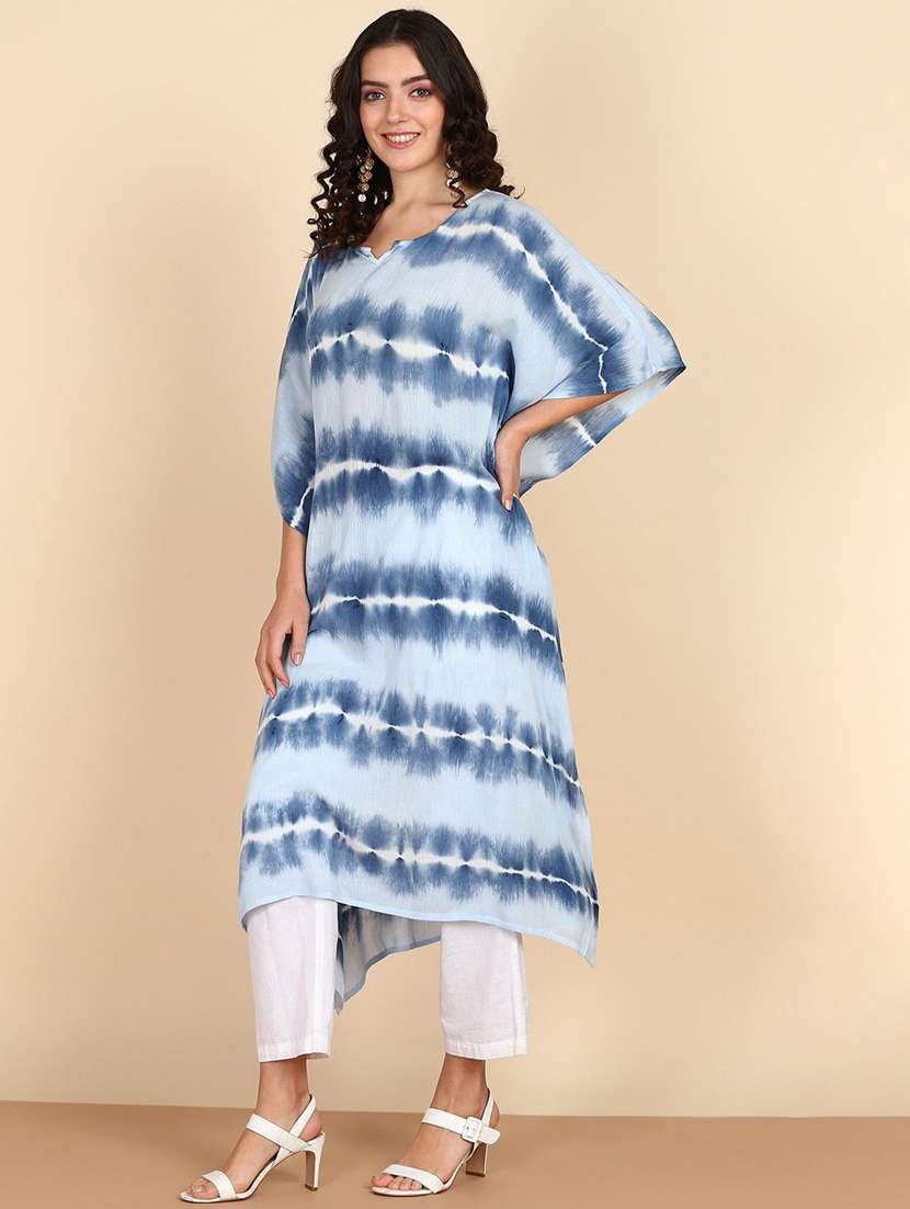 women tie & dyed kimono sleeve kaftan kurta - 22406745 -  Standard Image - 3