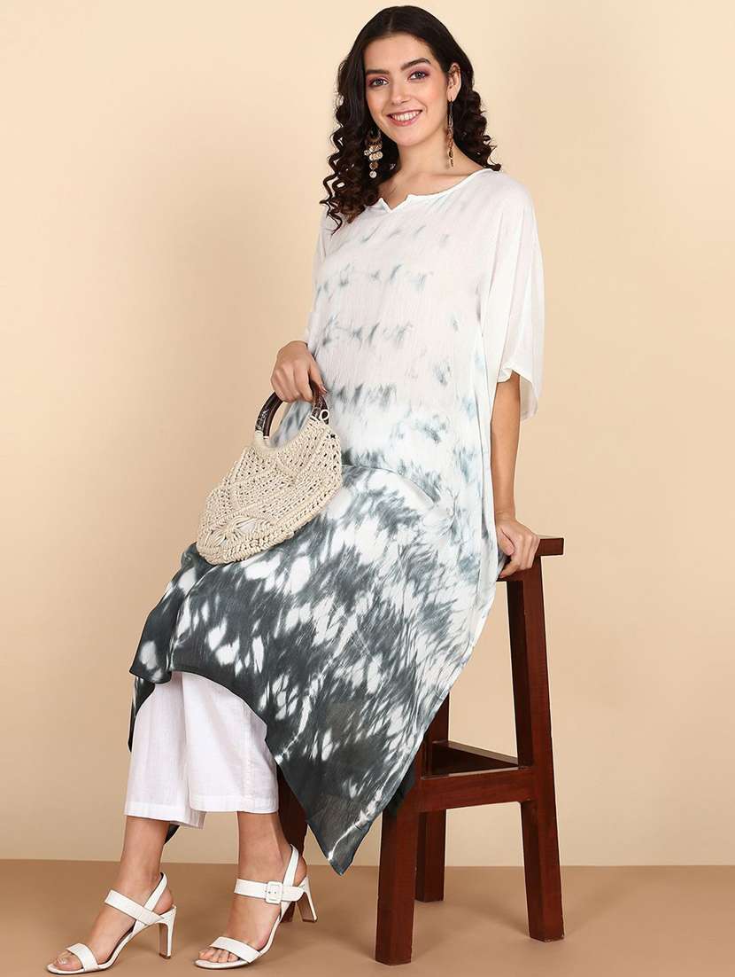 women tie & dyed kimono sleeve kaftan kurta