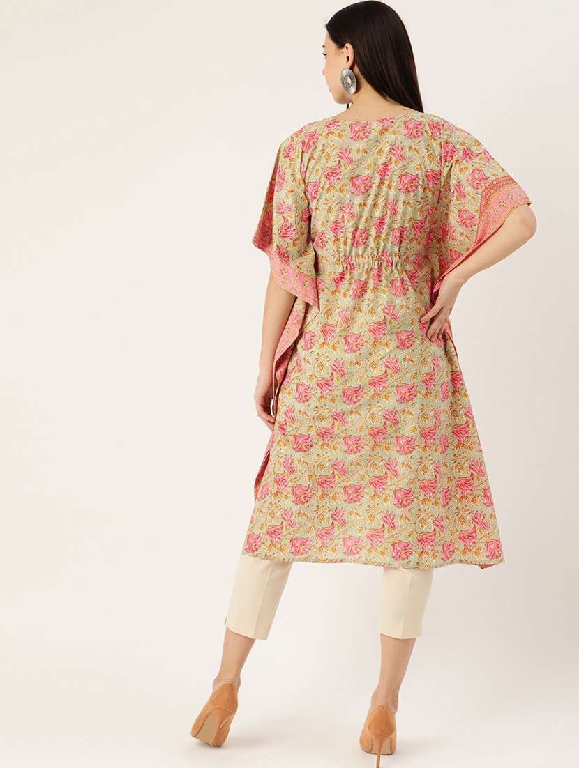 women floral print kimono sleeve kaftan kurta - 22406779 -  Standard Image - 3