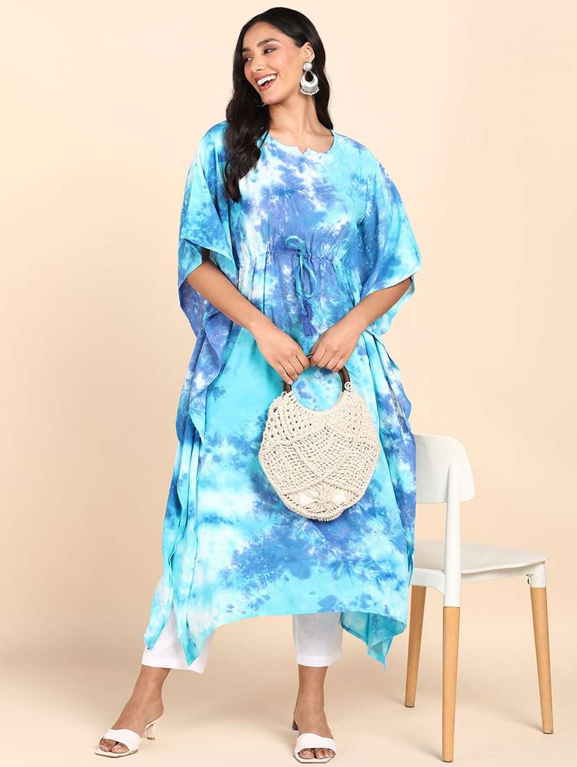 women tie & dyed kimono sleeve kaftan kurta