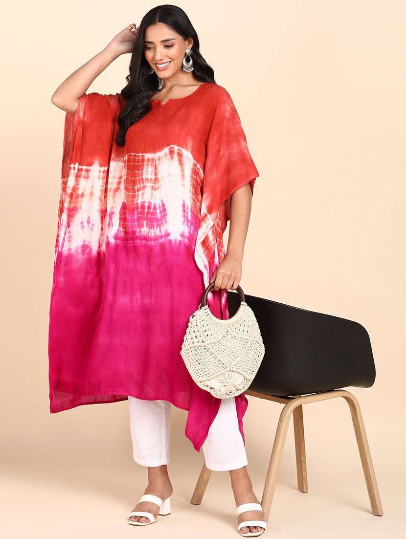 women tie & dyed kimono sleeve kaftan kurta