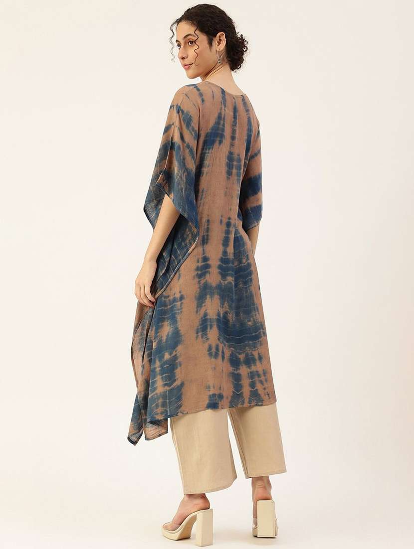 women tie & dye printed kimono sleeve kaftan kurta - 22406841 -  Standard Image - 3