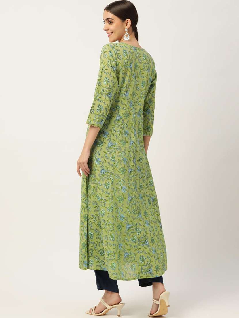 women floral printed three quarter sleeve anarkali kurta - 22406893 -  Standard Image - 3