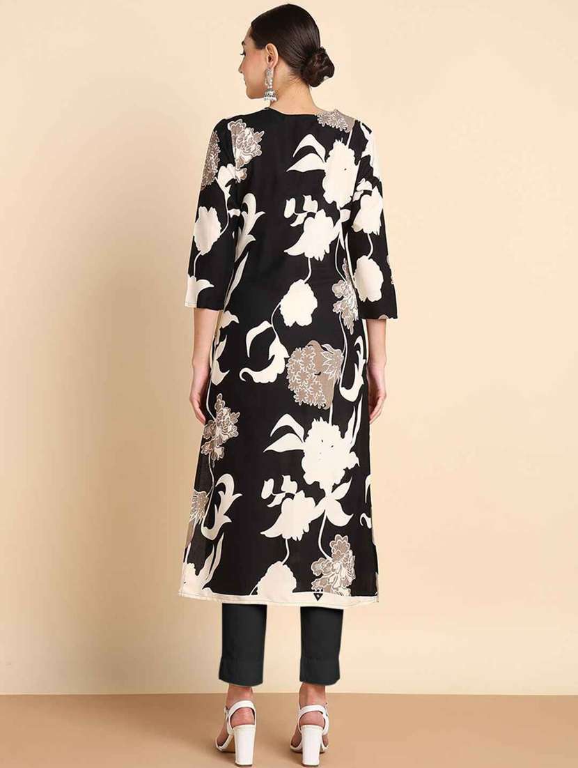 Women Floral Three Quarter Sleeve A-line Kurta - 22406929 -  Standard Image - 3