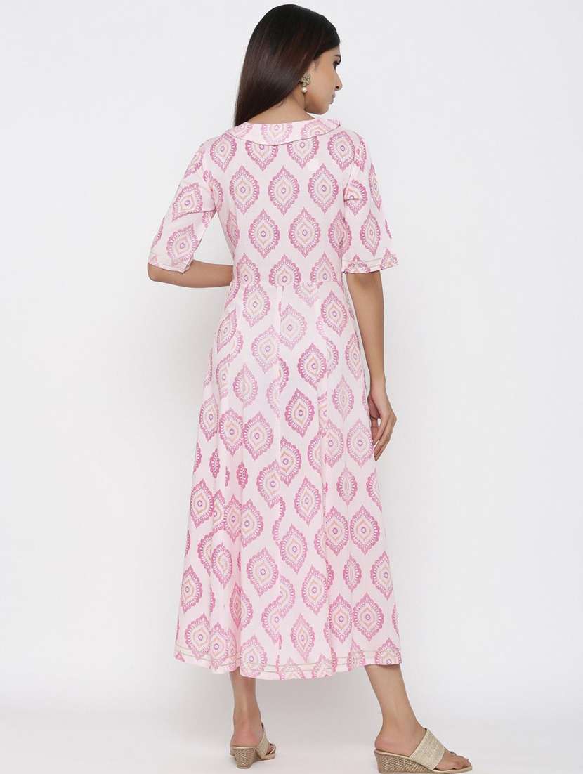 women printed short sleeve angrakha kurta - 22406941 -  Standard Image - 3