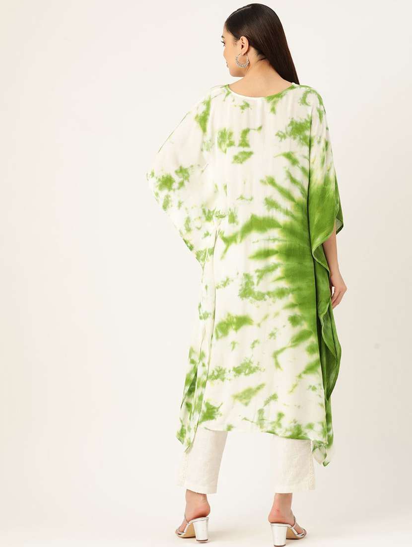 women tie & dye printed kimono sleeve kaftan kurta - 22407003 -  Standard Image - 3