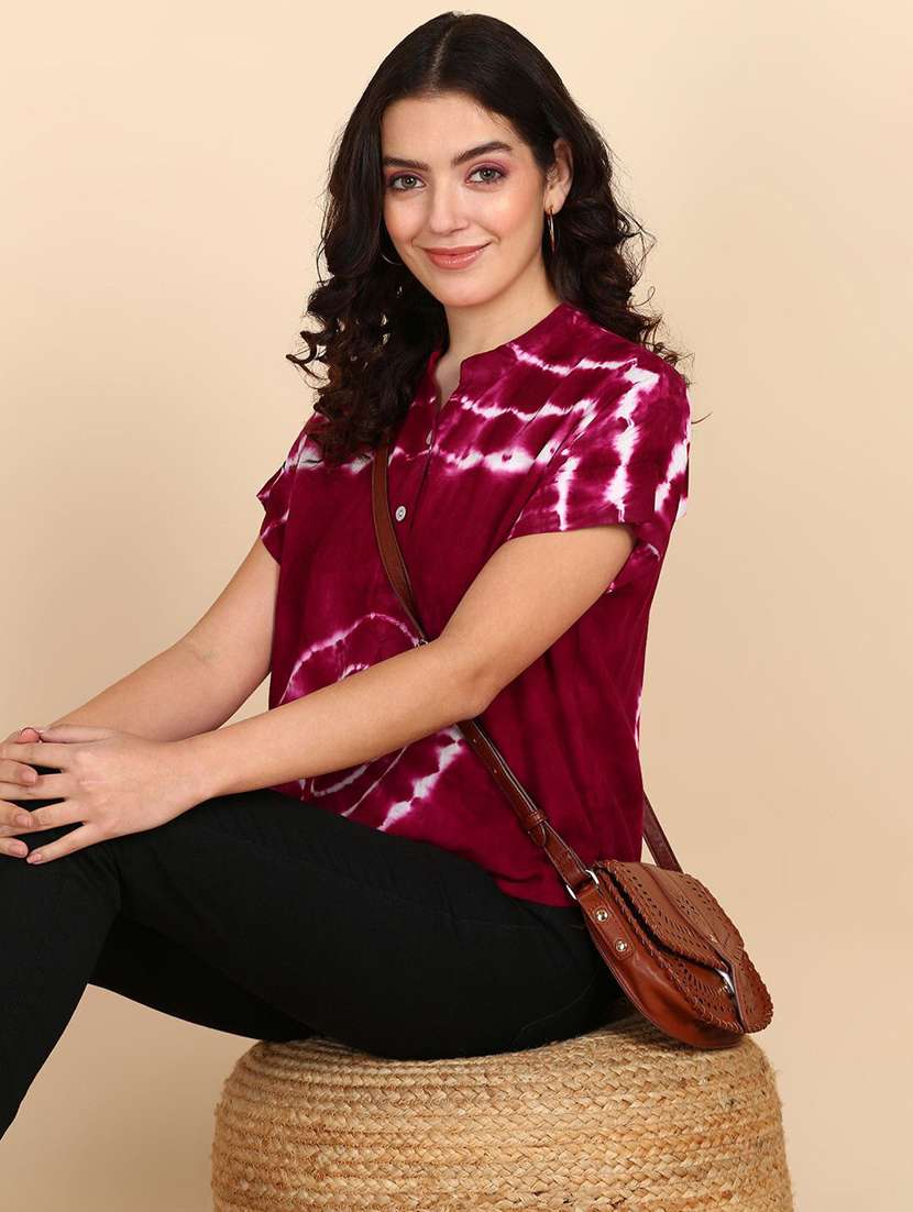 women tie & dye short sleeve regular top - 22407081 -  Standard Image - 3
