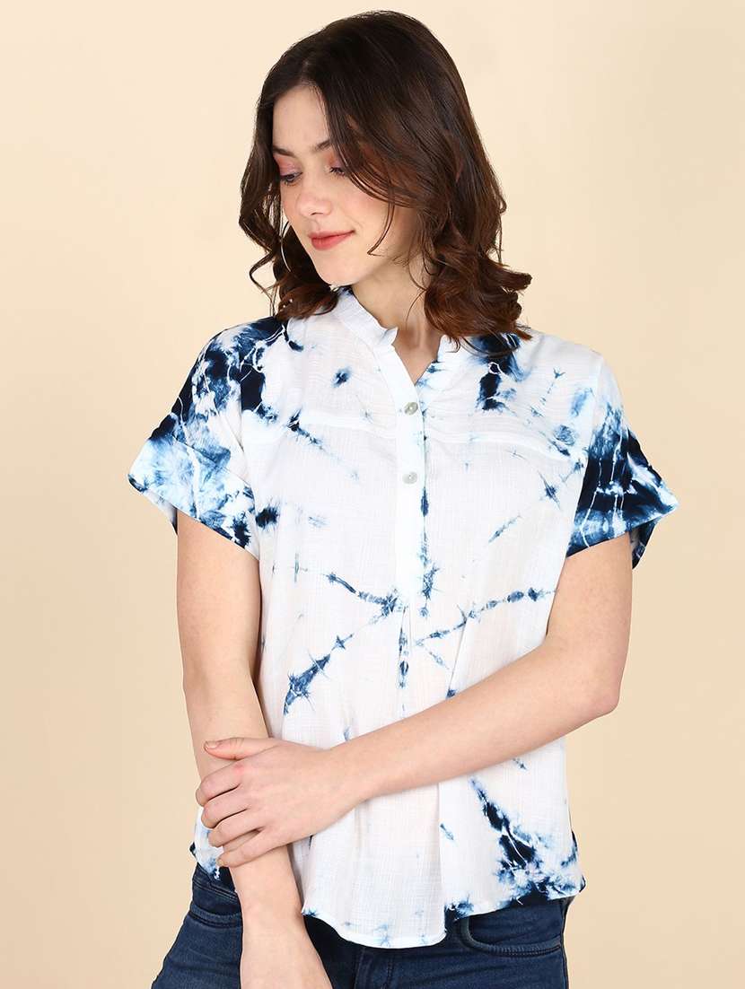 women tie & dye short sleeve regular top