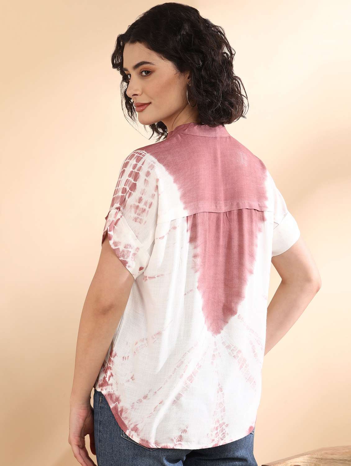women tie and dyed short sleeve regular top - 22407124 -  Standard Image - 3