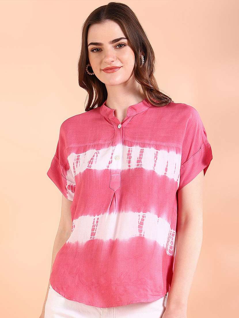 women tie & dye short sleeve regular top