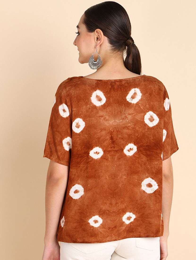 women tie & dye short sleeve regular top - 22407131 -  Standard Image - 3