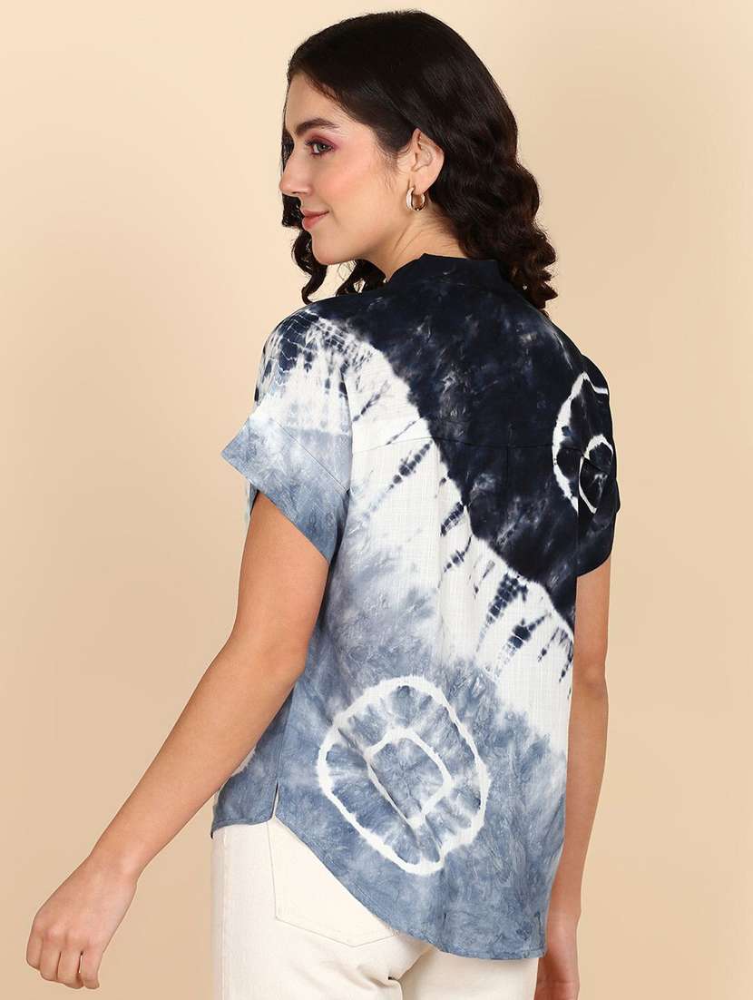women tie & dye short sleeve regular top - 22407140 -  Standard Image - 3