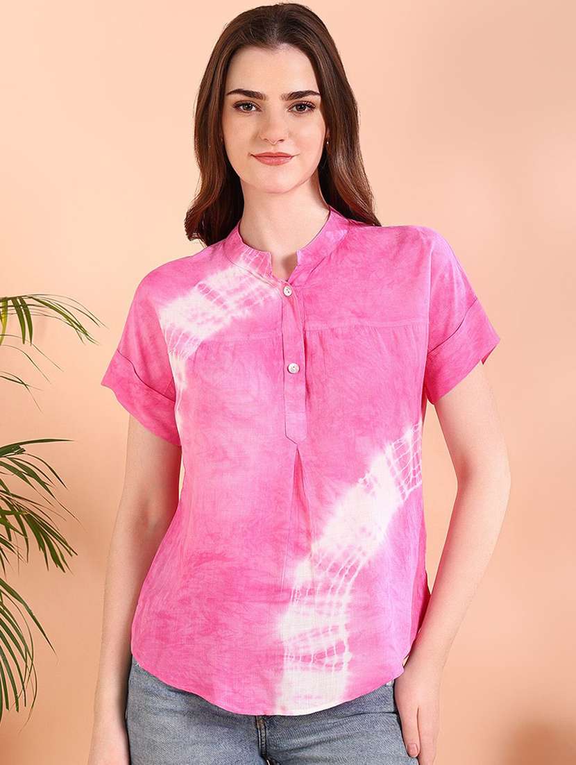 women tie & dye short sleeve regular top