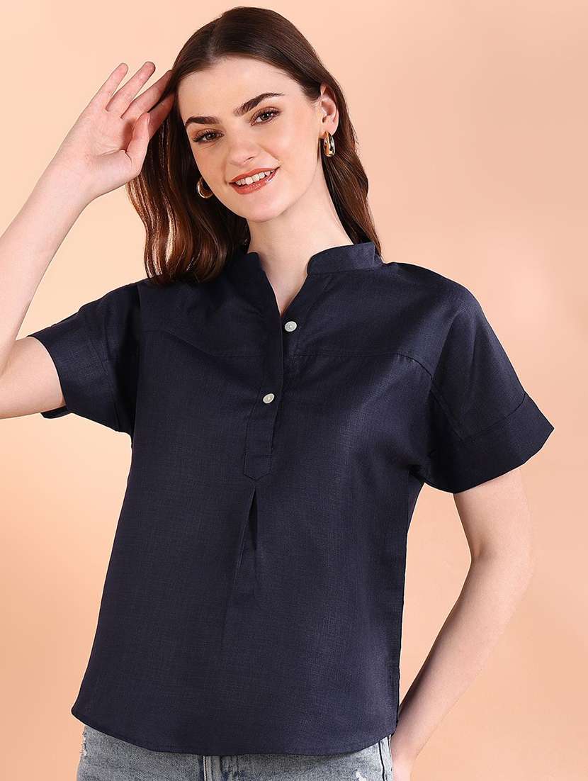 women solid short sleeve regular top