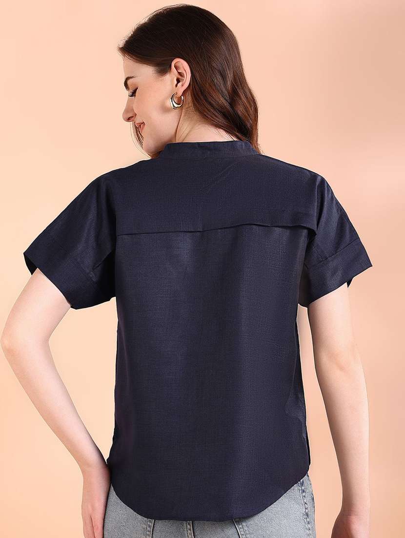 women solid short sleeve regular top - 22407160 -  Standard Image - 3