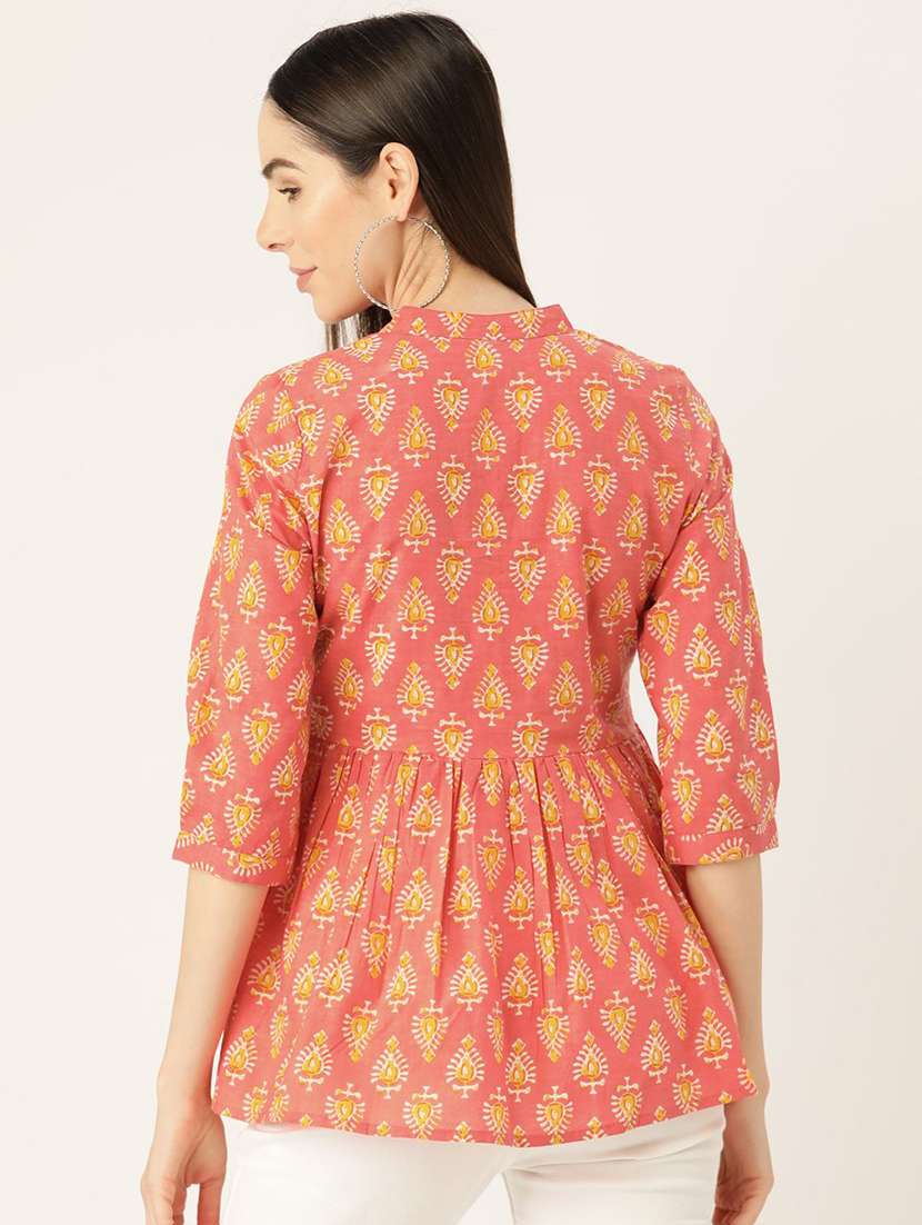 women printed three quarter sleeve flared top - 22407162 -  Standard Image - 3