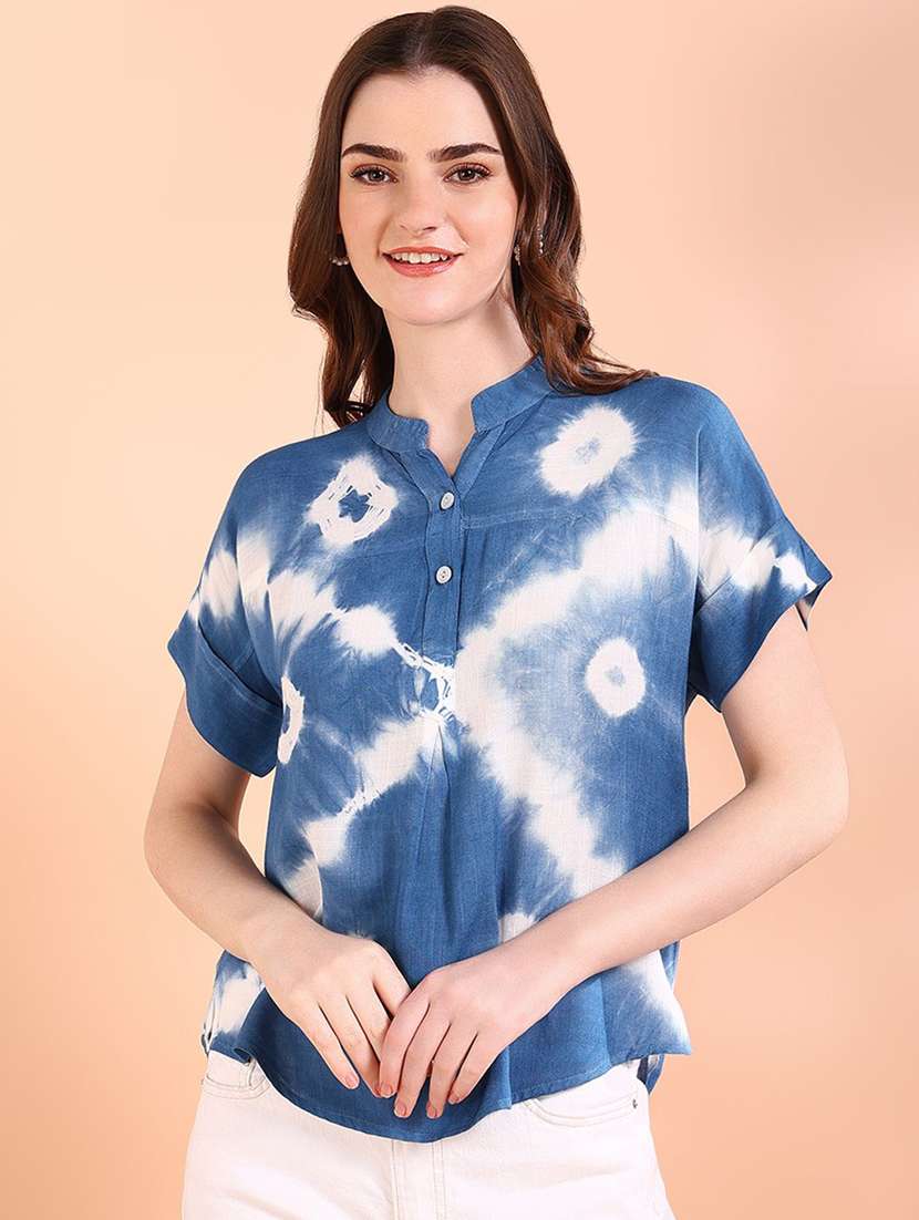 women tie & dye short sleeve regular top