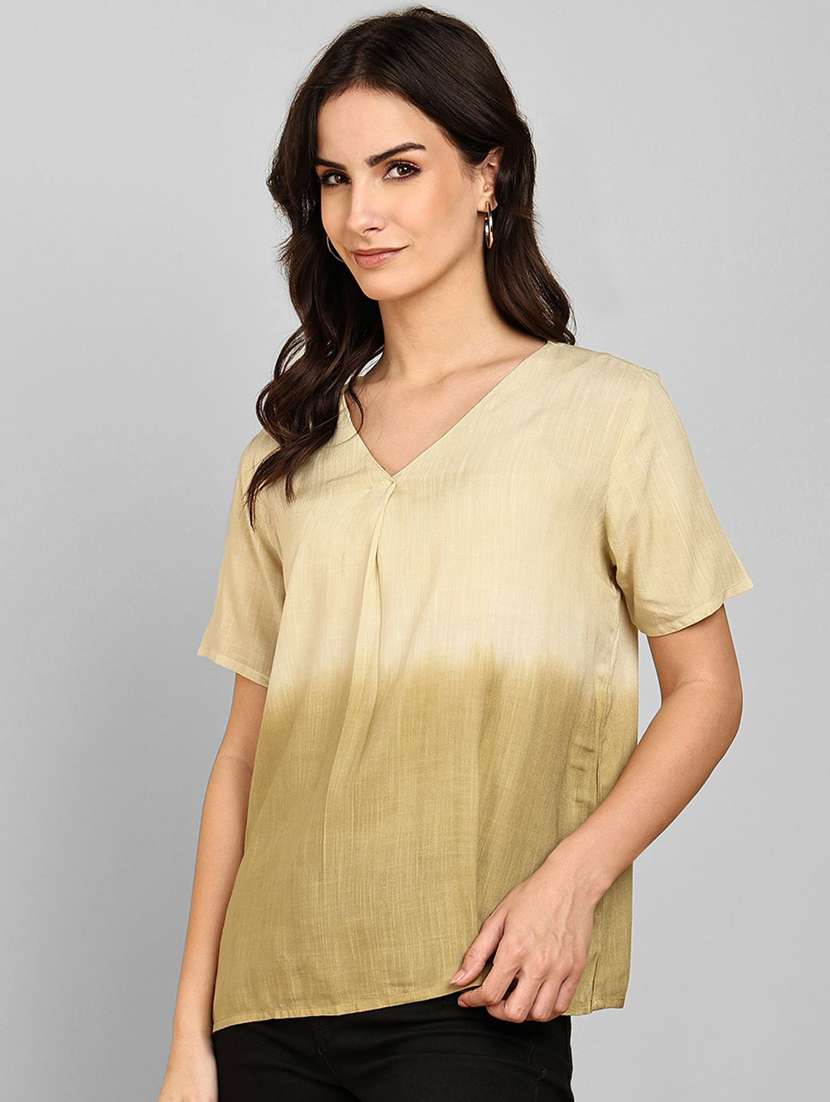 women tie & dye short sleeve regular top