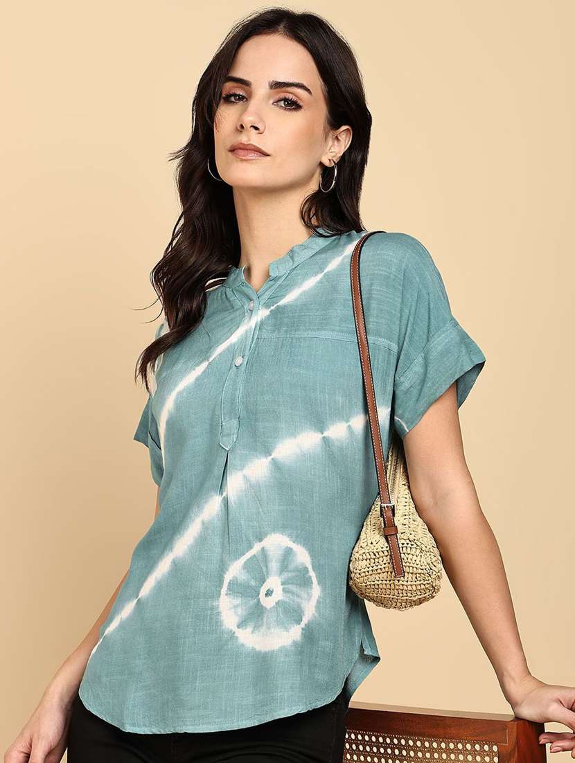 women tie & dye short sleeve regular top