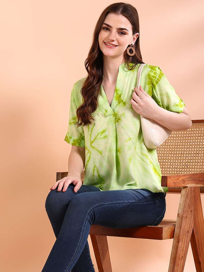 women tie & dye short sleeve regular top - 22407170 -  Standard Image - 3