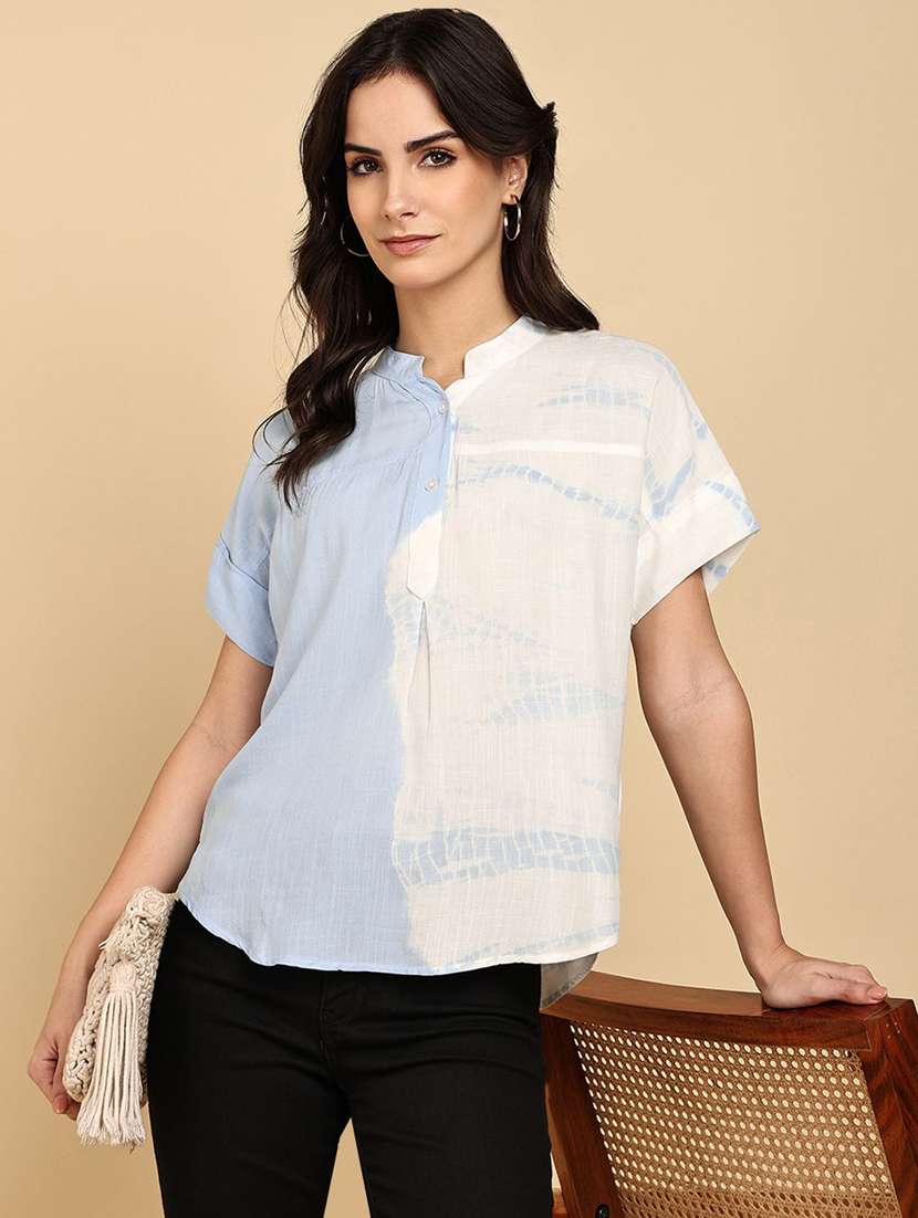 women tie & dye short sleeve regular top