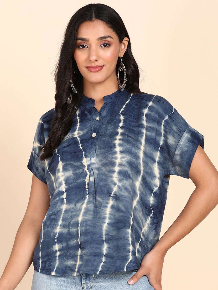 women tie & dye short sleeve regular top